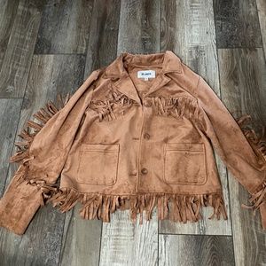 NWOT BB Dakota/Anthropologie Faux Suede Fringe Jacket